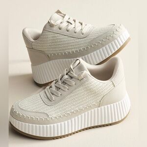 Women's Cream Sneakers, Size 9